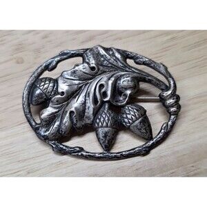 Vintage Danecraft Brooch Pin Oak Acorn Leaf-  Sterling Silver